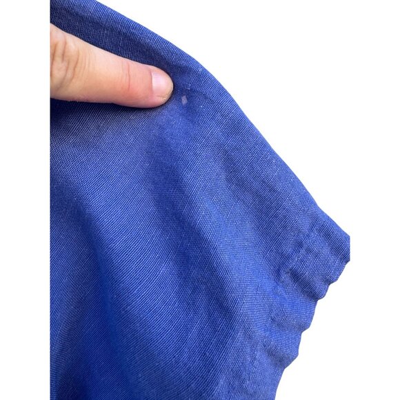 Woman Within Vintage Linen Short Sleeve V-Neck Blue Knee Length Pocket Dress 14W - Picture 6 of 9